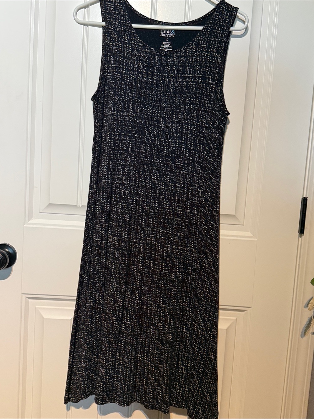 croft & barrow Black and White Speckled Sleeveless Midi Dress